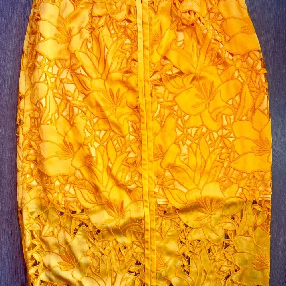 Ramy Brook ladies vibrant yellow bohemian midi skirt NWT MSRP $595 - Picture 5 of 9